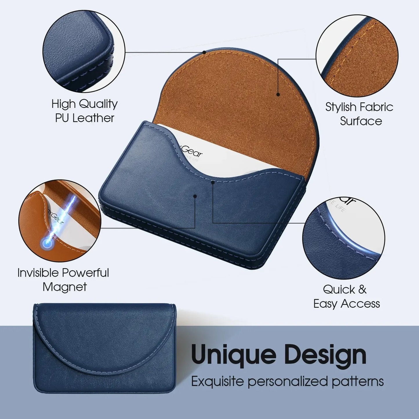 💼 PU Leather Business Card Holder – Slim Magnetic Name Card Case
