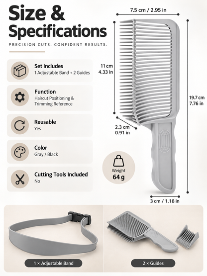 ✂️ 3-Piece Haircutting Guide Kit – Adjustable Band & Precision Trimming Guide Set
