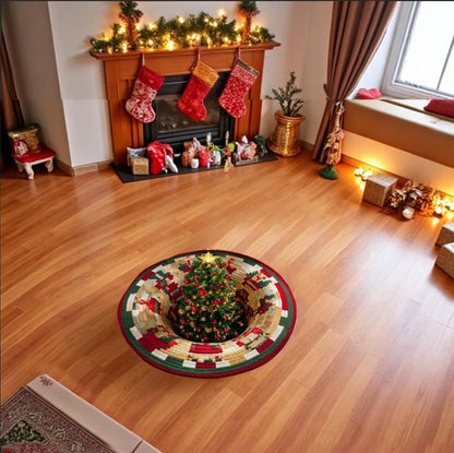🎄3D Christmas Gnome Optical Illusion Round Rug | Fun Festive Home Decor Must‑Have⭐🏠🎁