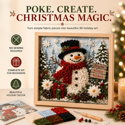 ⛄ CHRISTMAS SPECIAL | DIY Snowman Fabric Poke Art Kit – Handmade 3D Holiday Decoration Craft Set