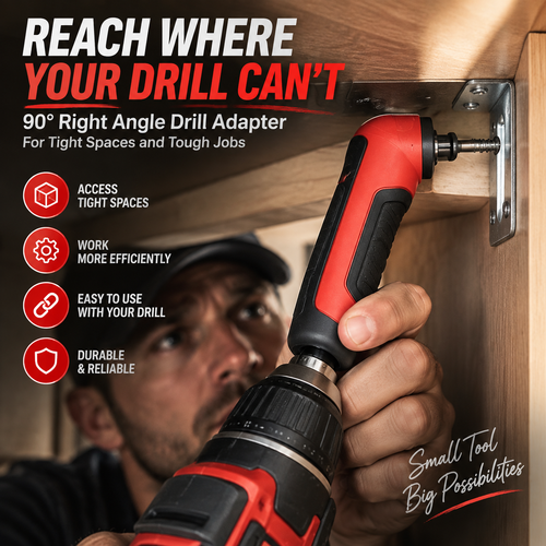 ⚙️ TIGHT SPACE DRILL ADAPTER | 90 Degree Right Angle Attachment for Drills & Screwdrivers with 1/4' Hex Shank