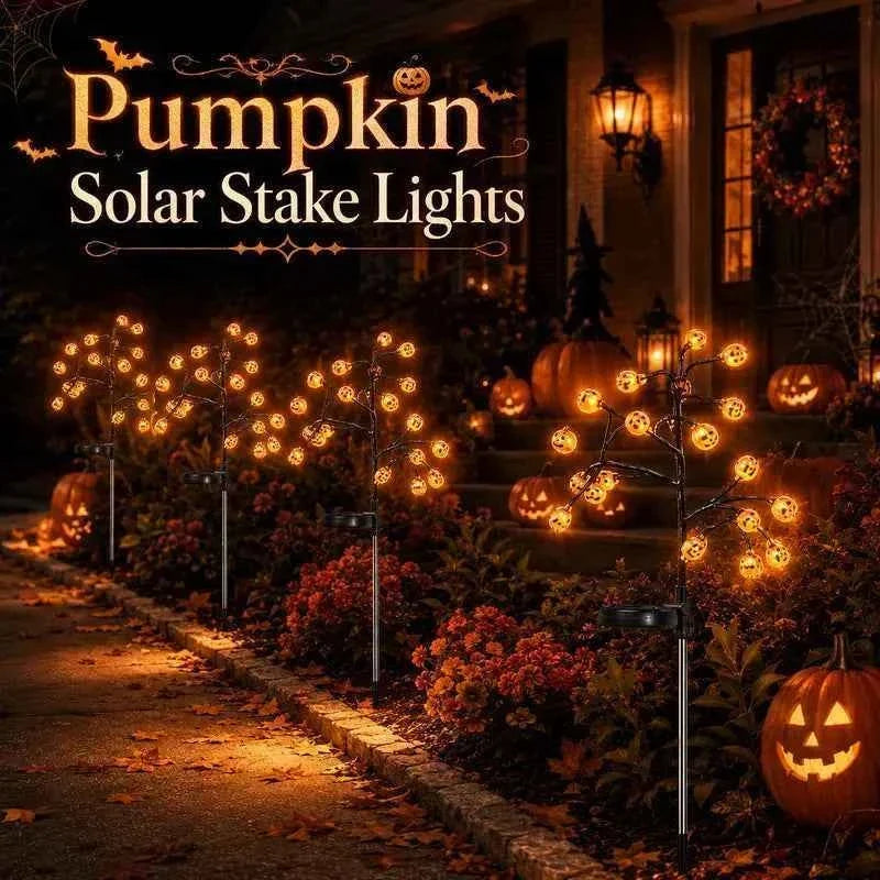 🎃✨ Solar Powered Pumpkin Stake Lights – Ideal Outdoor Halloween Landscape Decor