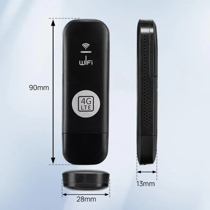 4G LTE WiFi Router[No SIM Card]150Mbps USB Modem Unlocked Portable Car WiFi Adapter for Desktop PC Notebook TV Black Wireless Dongle Device
