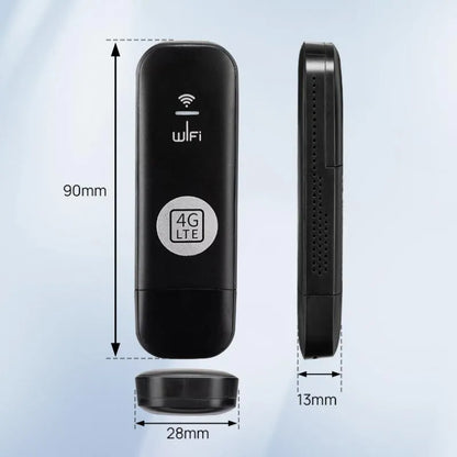 4G LTE WiFi Router[No SIM Card]150Mbps USB Modem Unlocked Portable Car WiFi Adapter for Desktop PC Notebook TV Black Wireless Dongle Device