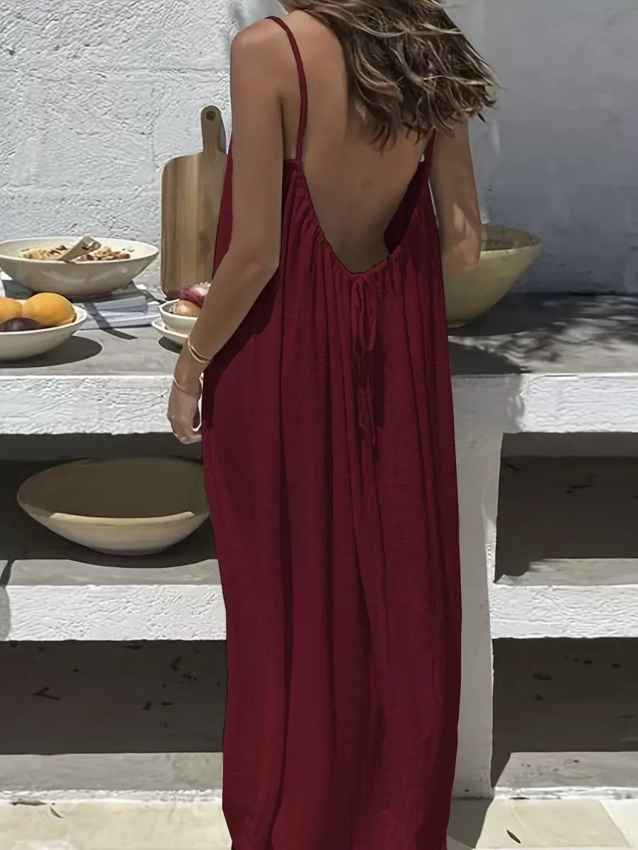 🔥Buy 3 Free shipping🎉🎉Women's Solid Color Backless Cami Dress