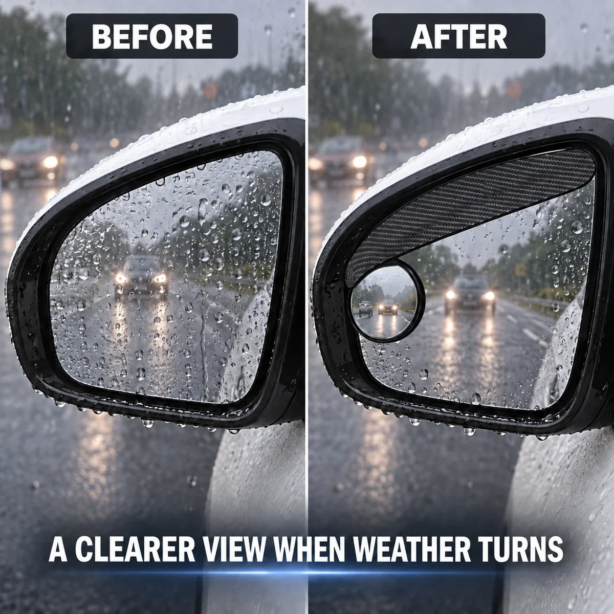 Car Rearview Mirror Rain Visor with Adjustable Blind Spot Mirror