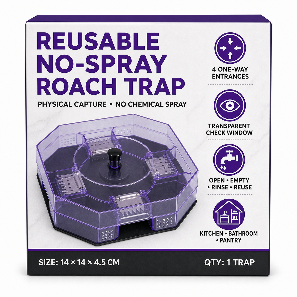 Reusable No-Spray Roach Trap