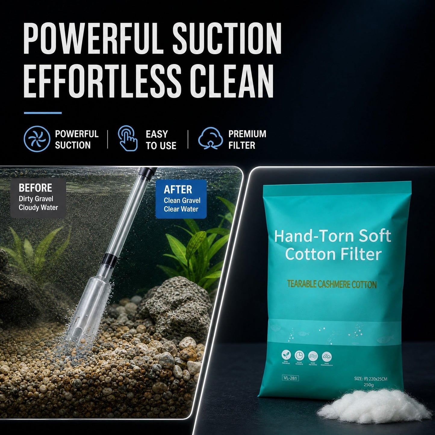 🎉Limited Time 50% OFF！🐠💦No more worries about poor water quality during water changes！ 🔥 Electric Aquarium Gravel Cleaner✨