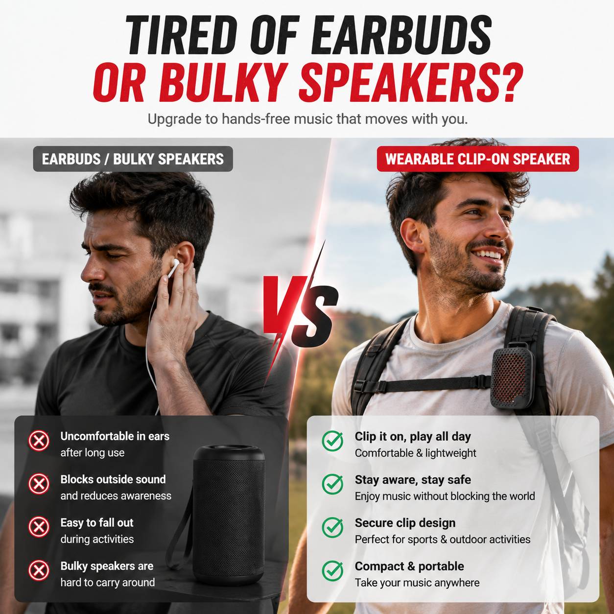 Outdoor Clip-On Bluetooth Speaker I Waterproof Speakerfor Running & Cycling