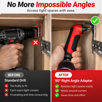 ⚙️ TIGHT SPACE DRILL ADAPTER | 90 Degree Right Angle Attachment for Drills & Screwdrivers with 1/4' Hex Shank