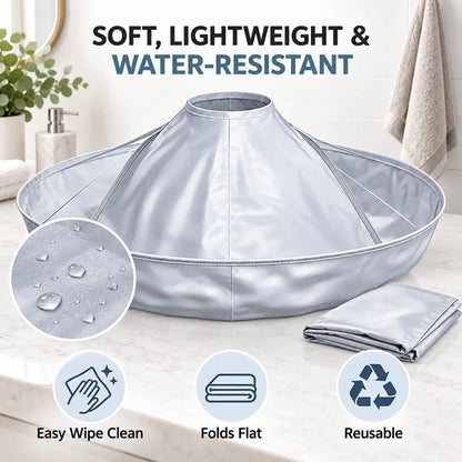 ✂️ Foldable Hair Catch Cape – Memory Steel Ring for Instant Mess-Free Grooming 🌀