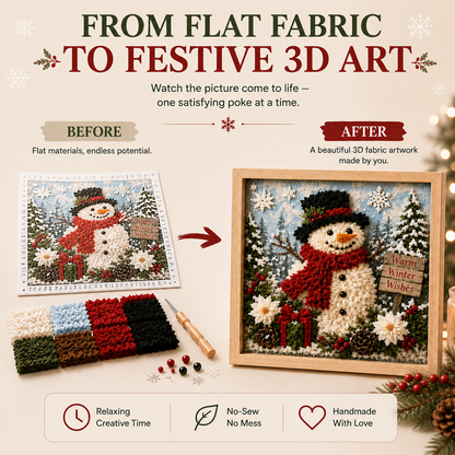 ⛄ CHRISTMAS SPECIAL | DIY Snowman Fabric Poke Art Kit – Handmade 3D Holiday Decoration Craft Set