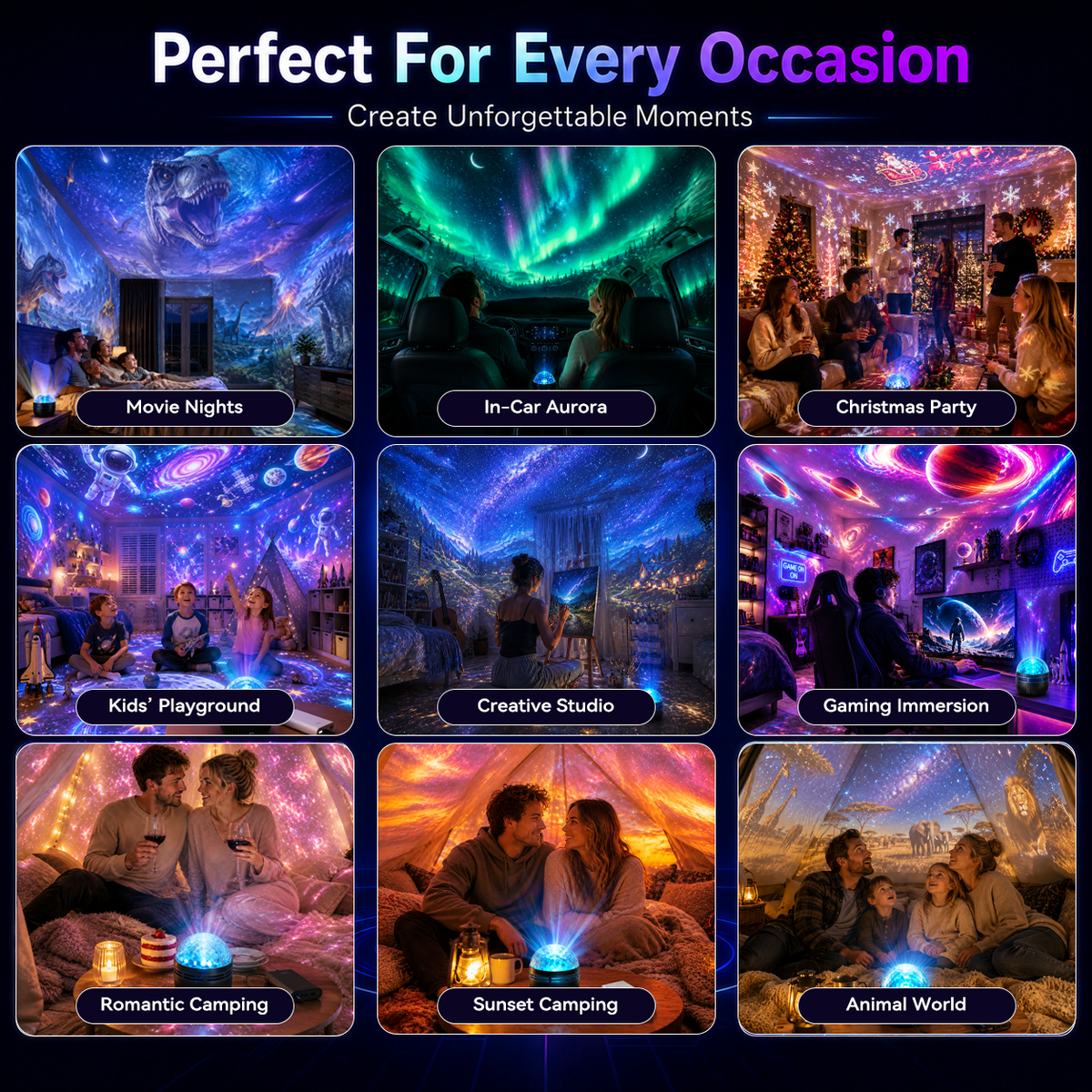360° Smart Holographic Starry Sky Projector (HD Smart Dynamic 5D)