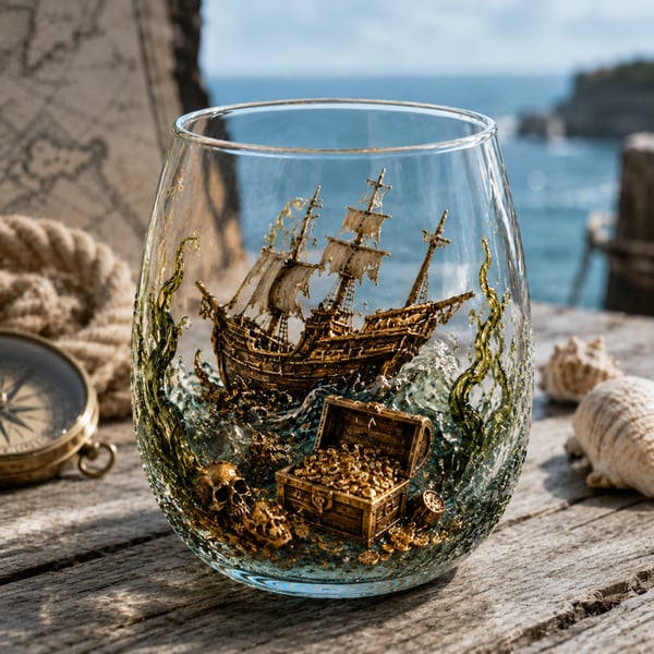🌊 7-Piece Legendary Ocean Treasure Crystal Set for Whiskey Lovers & Home Bar Collectors ⚓✨