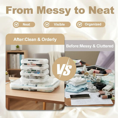 🌟Clear Organizer Storage Box 🌟4PCS Clear Hard Zipper Case PVC Plastic Clear Storage Containers