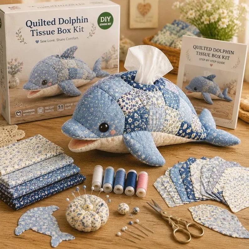 🎉🧵 "Clever Hands" Ocean Animals DIY Tissue Box Craft Kit