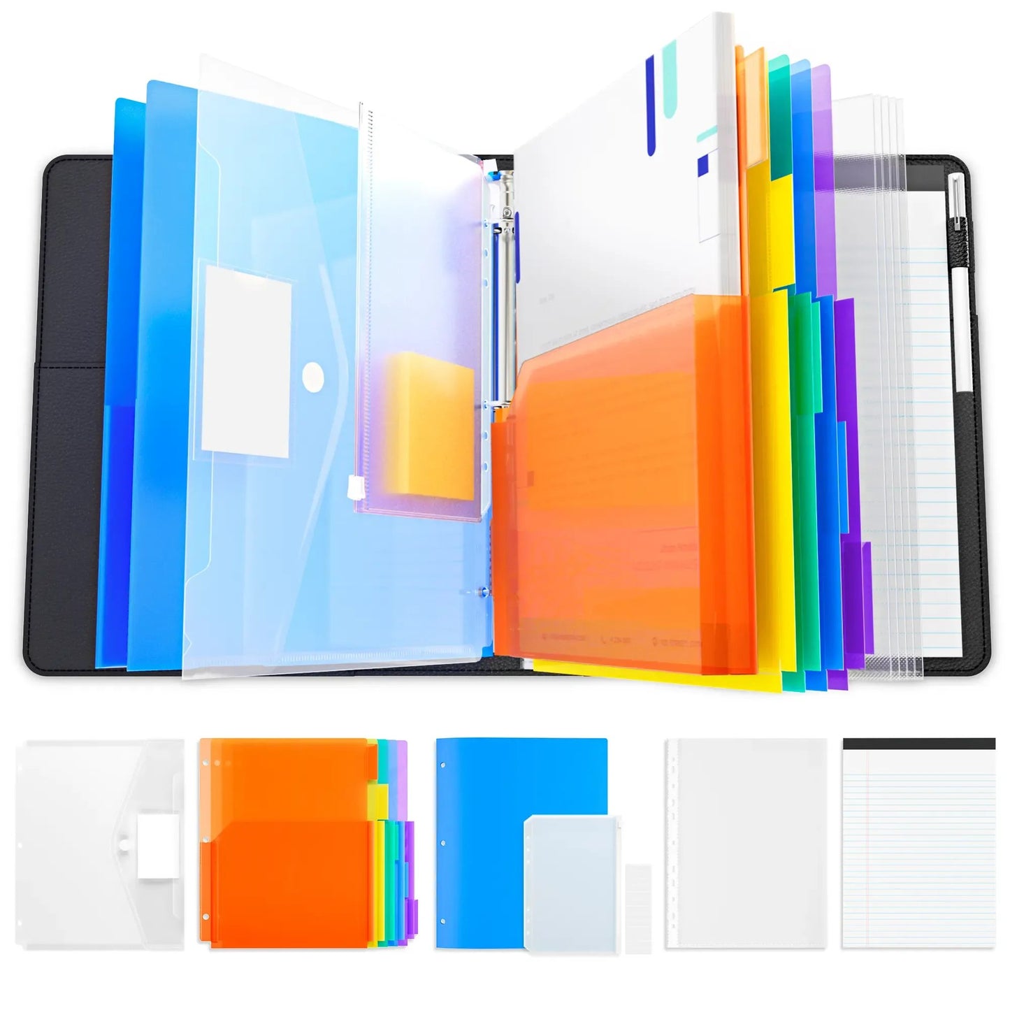 🔥HOT SALE 49% OFF - 📄✨PU Leather Clipboard with Storage – 3-Ring Binder, Magnetic Clip, Removable Notepad & Expanding File
