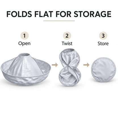 ✂️ Foldable Hair Catch Cape – Memory Steel Ring for Instant Mess-Free Grooming 🌀