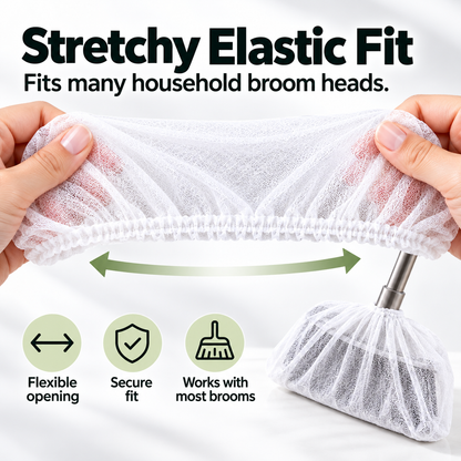 🧹 100 PCS Disposable Broom Dust Cover – Elastic Cleaning Cover for Pet Hair, Dust & Everyday Floor Debris