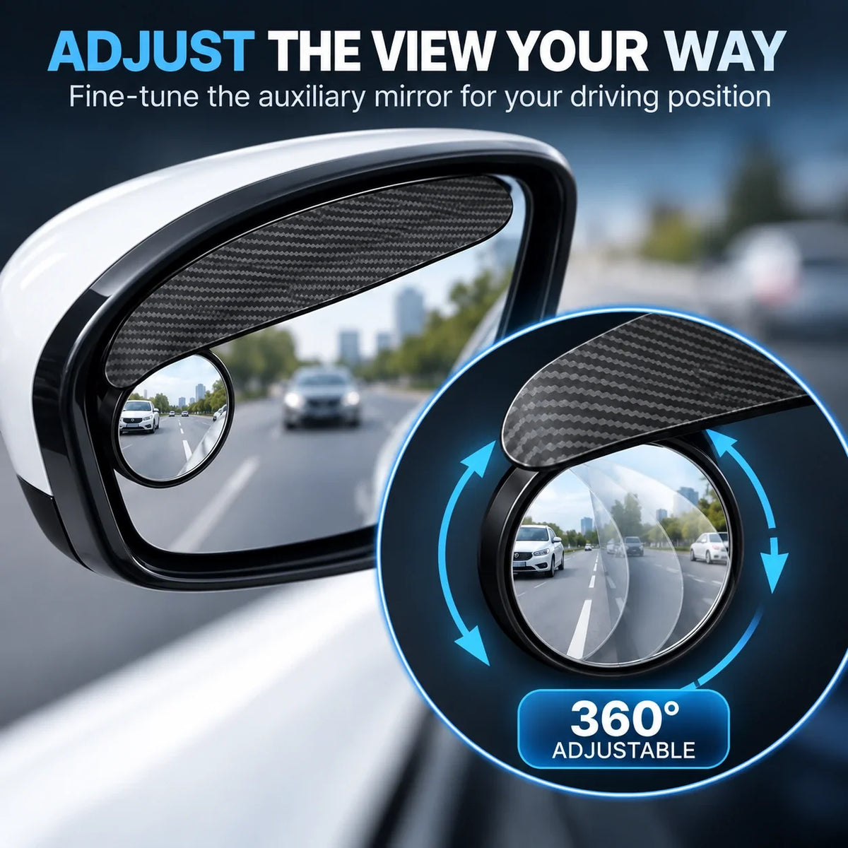 Car Rearview Mirror Rain Visor with Adjustable Blind Spot Mirror