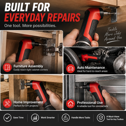 ⚙️ TIGHT SPACE DRILL ADAPTER | 90 Degree Right Angle Attachment for Drills & Screwdrivers with 1/4' Hex Shank