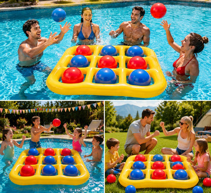 Premium Inflatable Tic-Tac-Toe Toss Game – Floating Pool & Lawn Interactive Activity Set for Family Fun, Kids & Adults