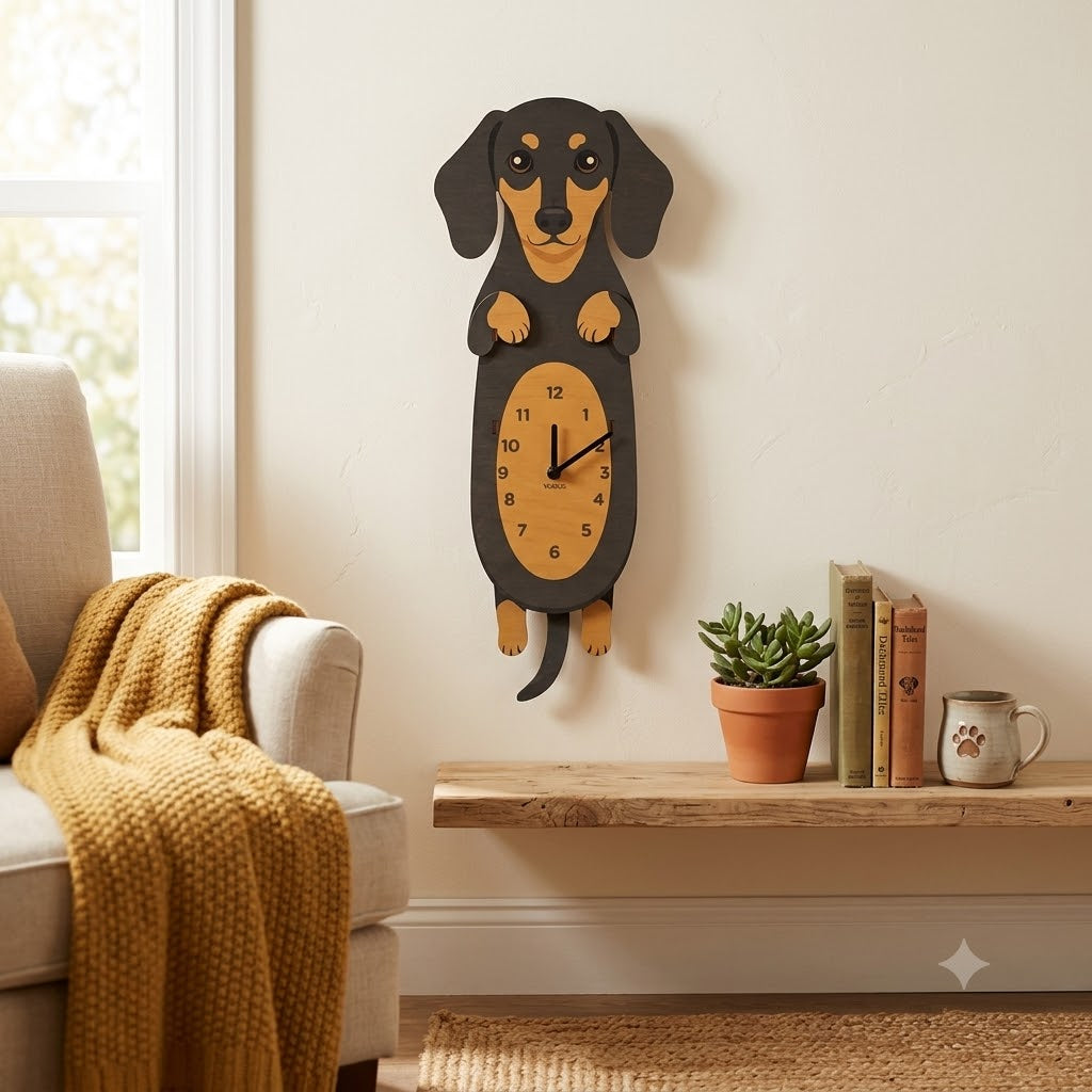 Swing Tail Dachshund Wooden Wall Clock 🐶