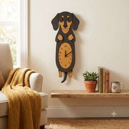 Swing Tail Dachshund Wooden Wall Clock 🐶