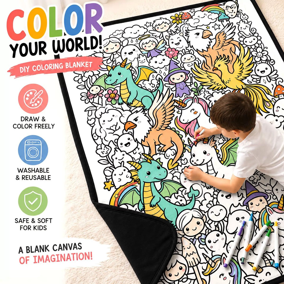 Coloring Blanket🖍️ Color It. Wash It. Repeat It! 🔄✨