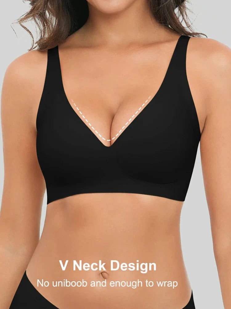 Wireless Seamless Deep-V Push-Up Bra