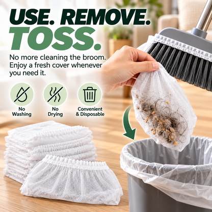 🧹 100 PCS Disposable Broom Dust Cover – Elastic Cleaning Cover for Pet Hair, Dust & Everyday Floor Debris