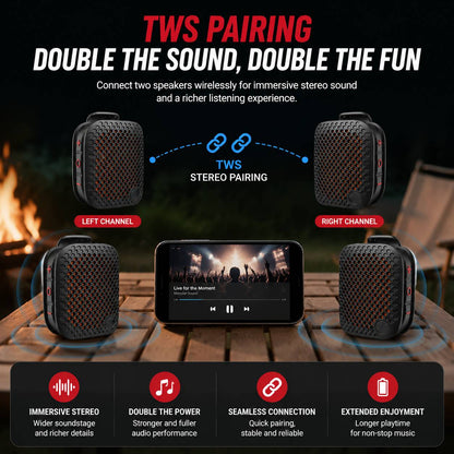 Outdoor Clip-On Bluetooth Speaker I Waterproof Speakerfor Running & Cycling