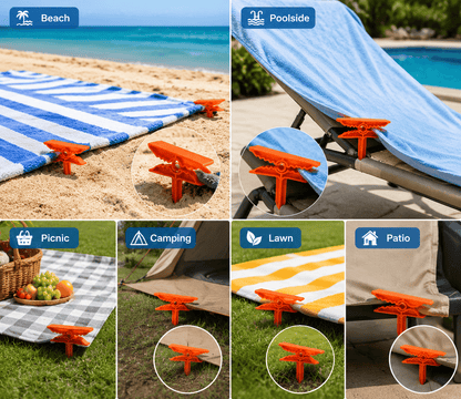 Beach Towel Wind Clips – Integrated Sand Anchor Design
