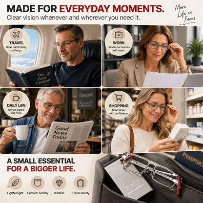 👓 Folding Reading Glasses – Ultra-Slim Portable Readers with Protective Metal Case for Everyday & Travel