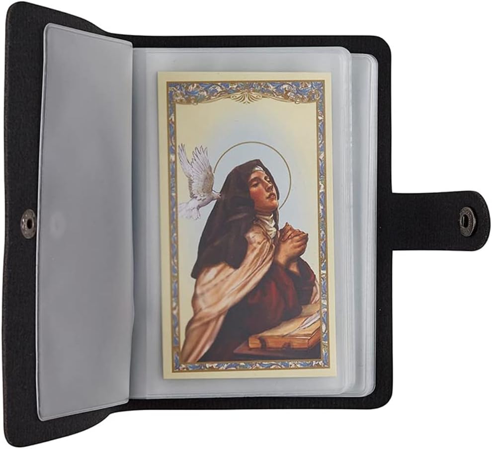 🙏Catholic Faux Leather Holy Card Holder – Pocket Prayer Card Organizer with Snap Closure🎁