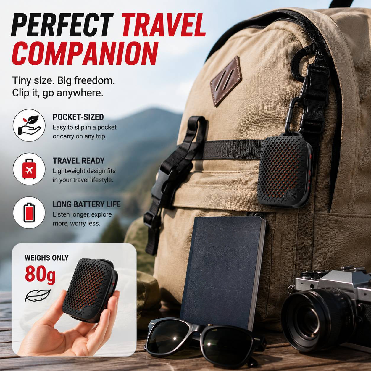Outdoor Clip-On Bluetooth Speaker I Waterproof Speakerfor Running & Cycling