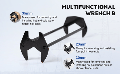 2PCS Basin Wrench, Upgraded Multifunctional Sink Wrench Faucet Wrenchs Tight Space Universal Installer Tool for Bathroom Kitchen (2PC Set)