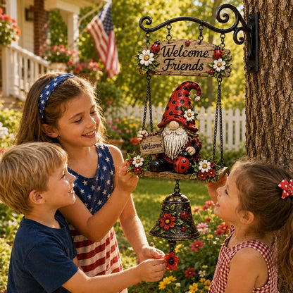🐞🌼Rustic Garden Gnome Bell Outdoor Decor