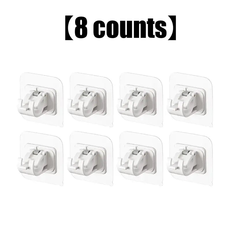 8PCS No-Drill Self-Adhesive Curtain Rod Brackets – Heavy Duty Wall Hooks for Curtain Rods, Damage-Free Installation