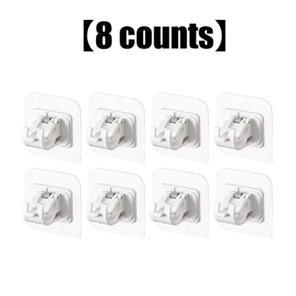 8PCS No-Drill Self-Adhesive Curtain Rod Brackets – Heavy Duty Wall Hooks for Curtain Rods, Damage-Free Installation