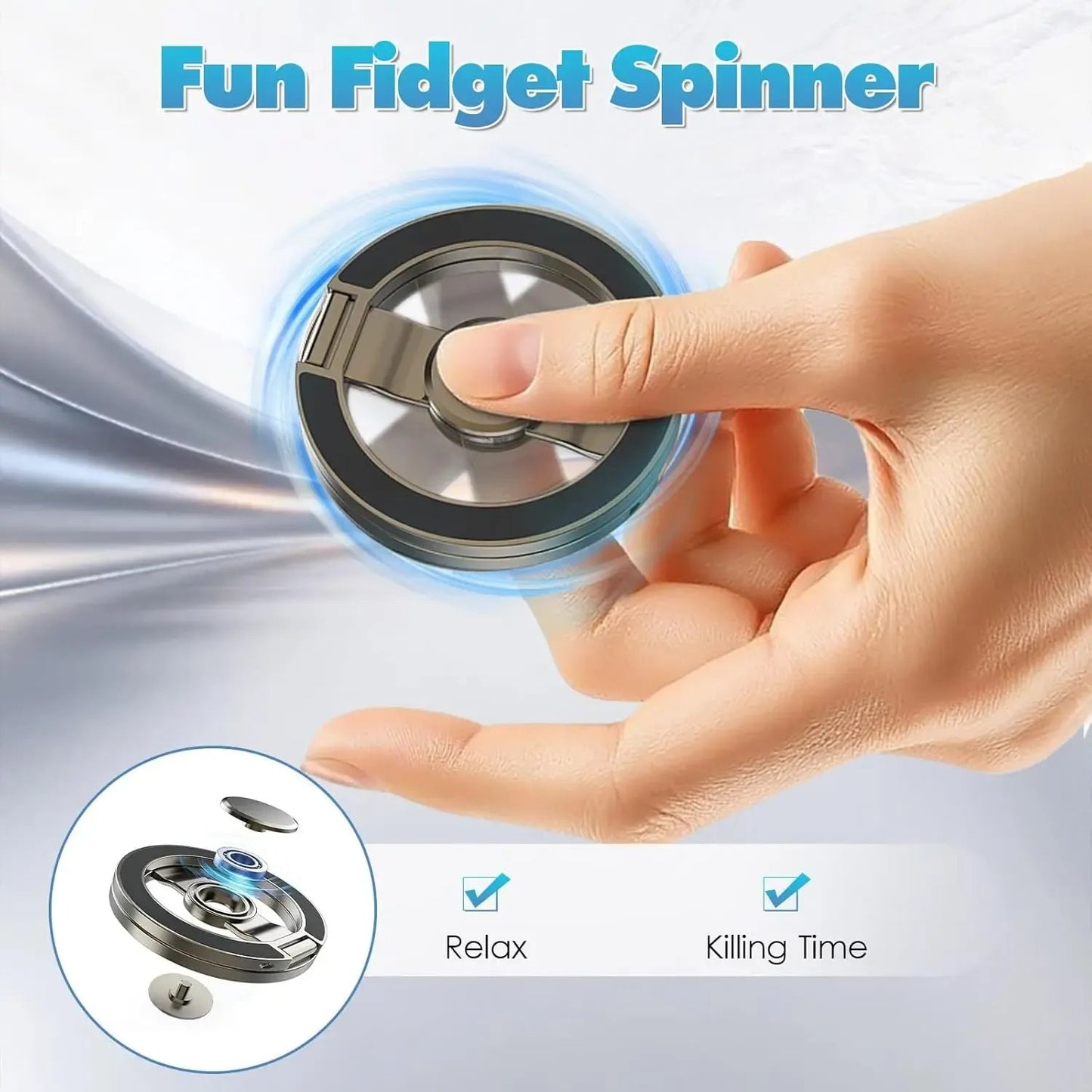 🧲 Magnetic Phone Stand & Fidget Spinner Combo – 360° Foldable Ring Holder with Strong Magnetic Grip, MagSafe Compatible Phone Stand for Desk, Car & Travel