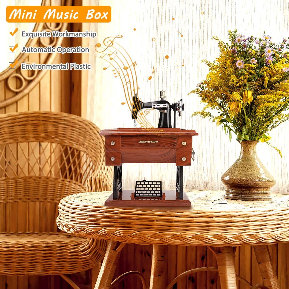 💖Special Offer🦋Wood Mini Sewing Machine Music Box
