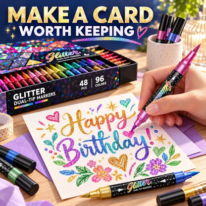 ✨ Dual-Color Glitter Brush Markers 🎨🌈