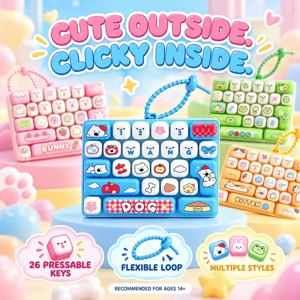 26-Key Mini Fidget Keyboard Keychain