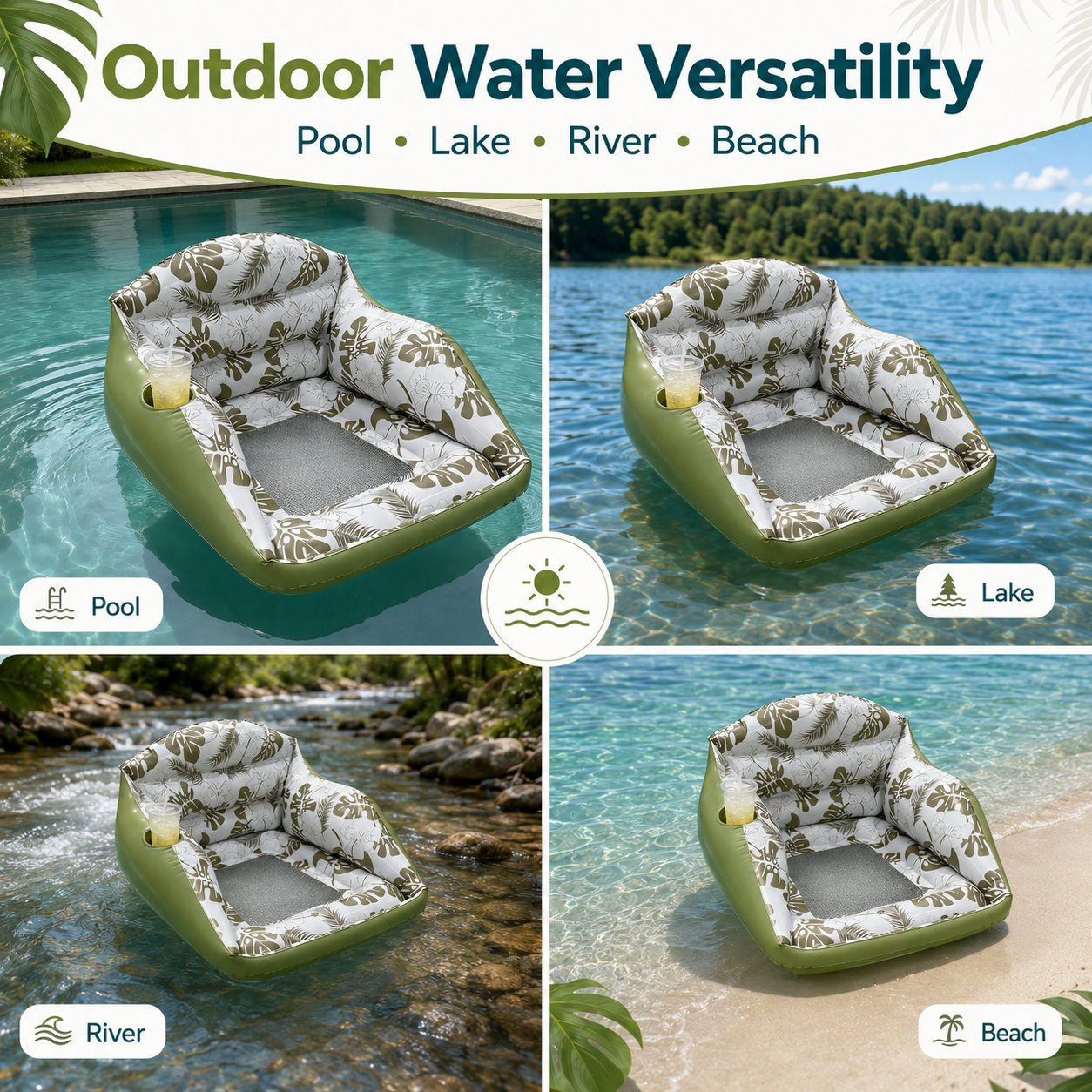🔥HOT SALE🔥🛋️ 3-in-1 Inflatable Pool Lounge Chair