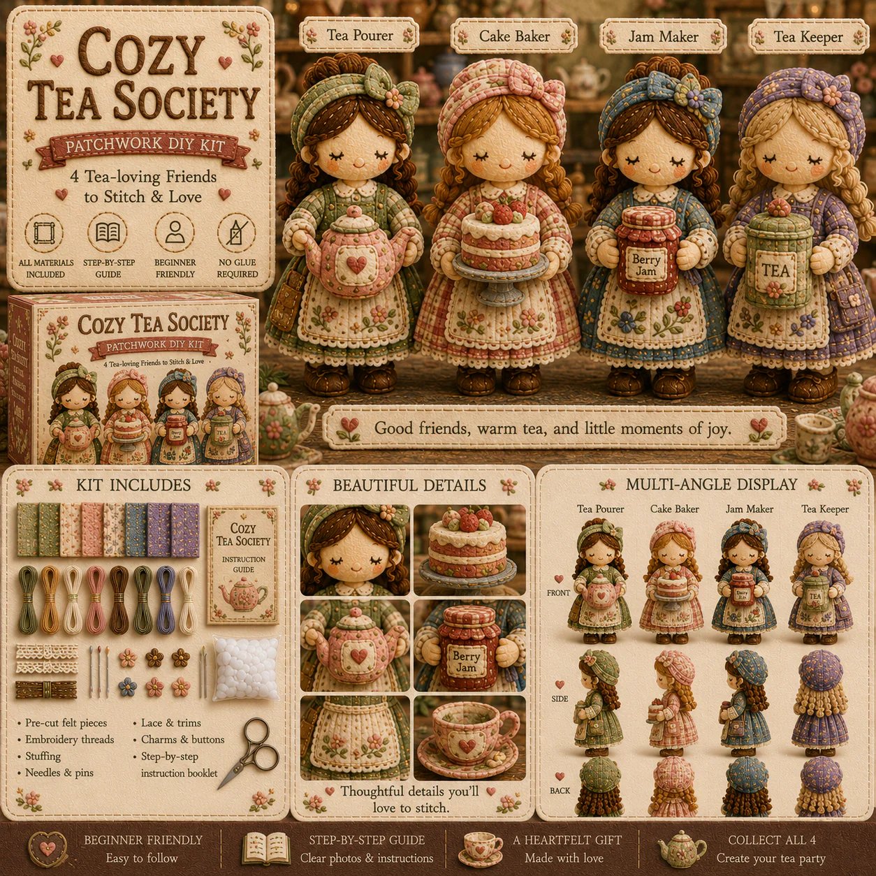 🎁 Last Day 49% OFF 🧵 Tiny Worlds Patchwork DIY Kit Series – Create Your Own Mini Handmade Scene