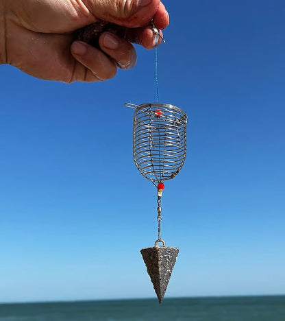 Stainless Steel Fishing Bait Cage Trap Basket Feeder Holder- Fishing Rig Attachment