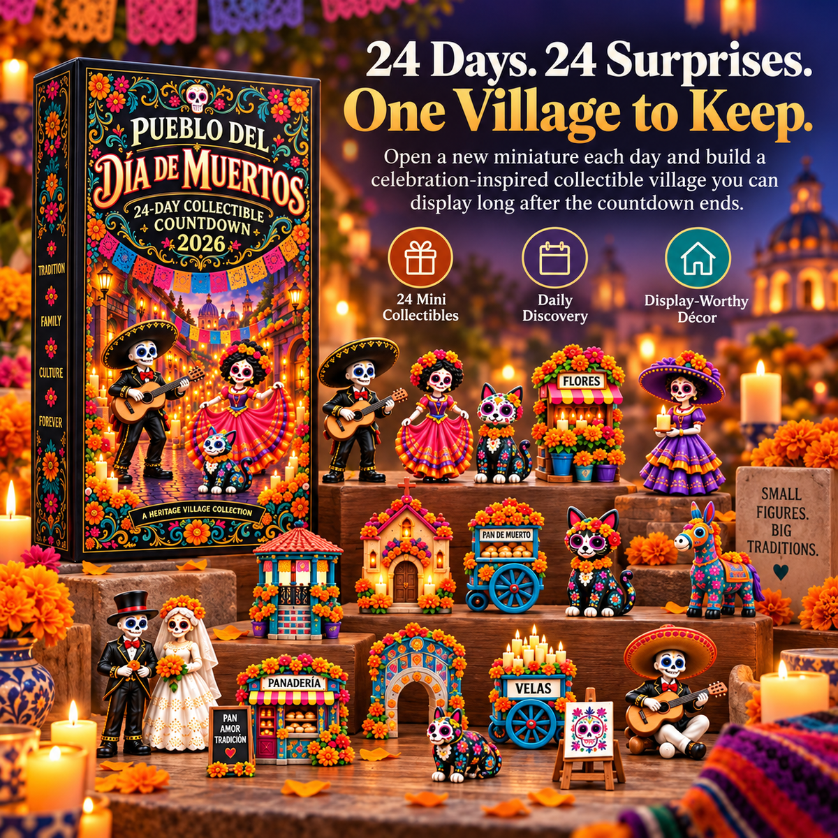 🌼 Pueblo del Día de Muertos 2026 – 24-Day Collectible Village Countdown