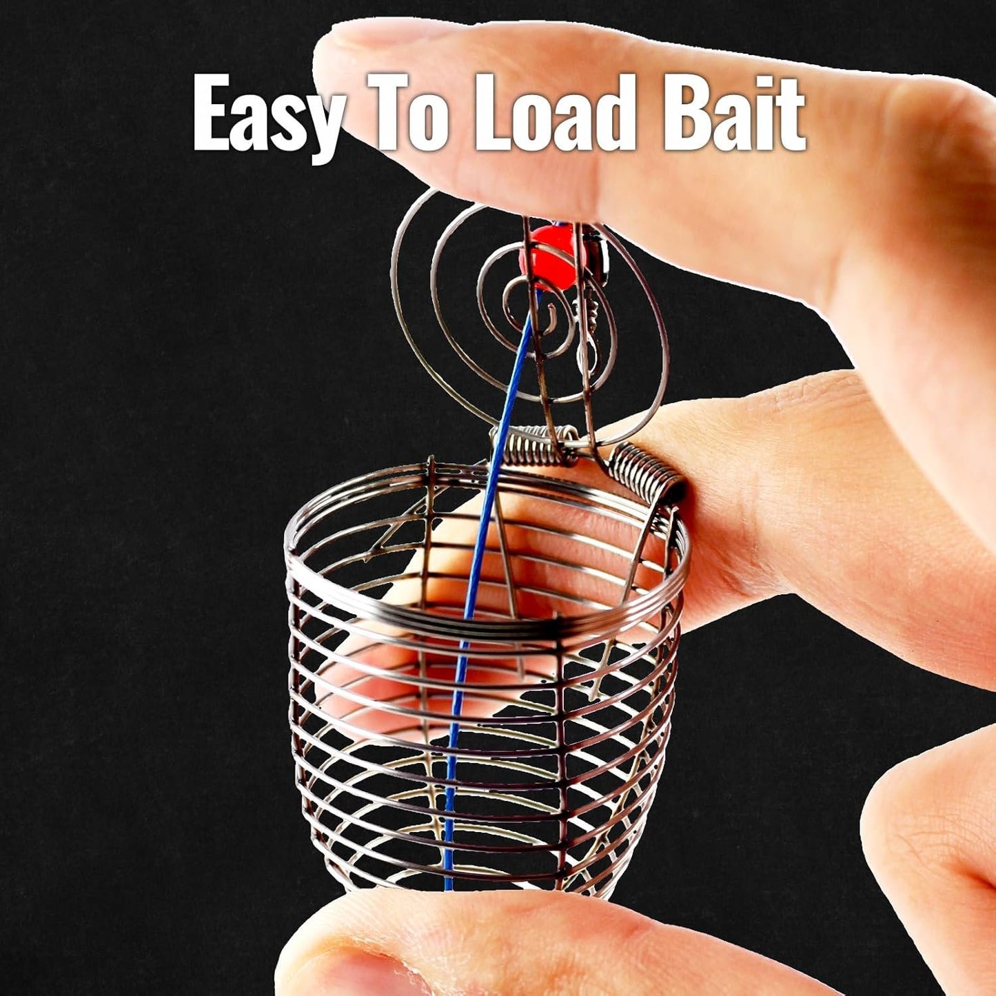 Stainless Steel Fishing Bait Cage Trap Basket Feeder Holder- Fishing Rig Attachment