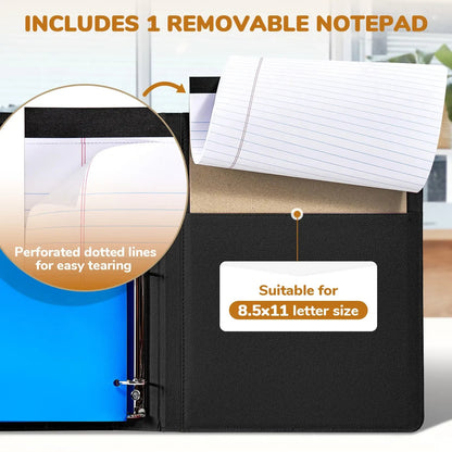 🔥HOT SALE 49% OFF - 📄✨PU Leather Clipboard with Storage – 3-Ring Binder, Magnetic Clip, Removable Notepad & Expanding File